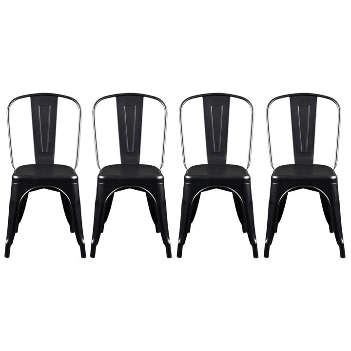 Set of 4 Modern Steel Dining Side Chairs – Durable & Sleek Design