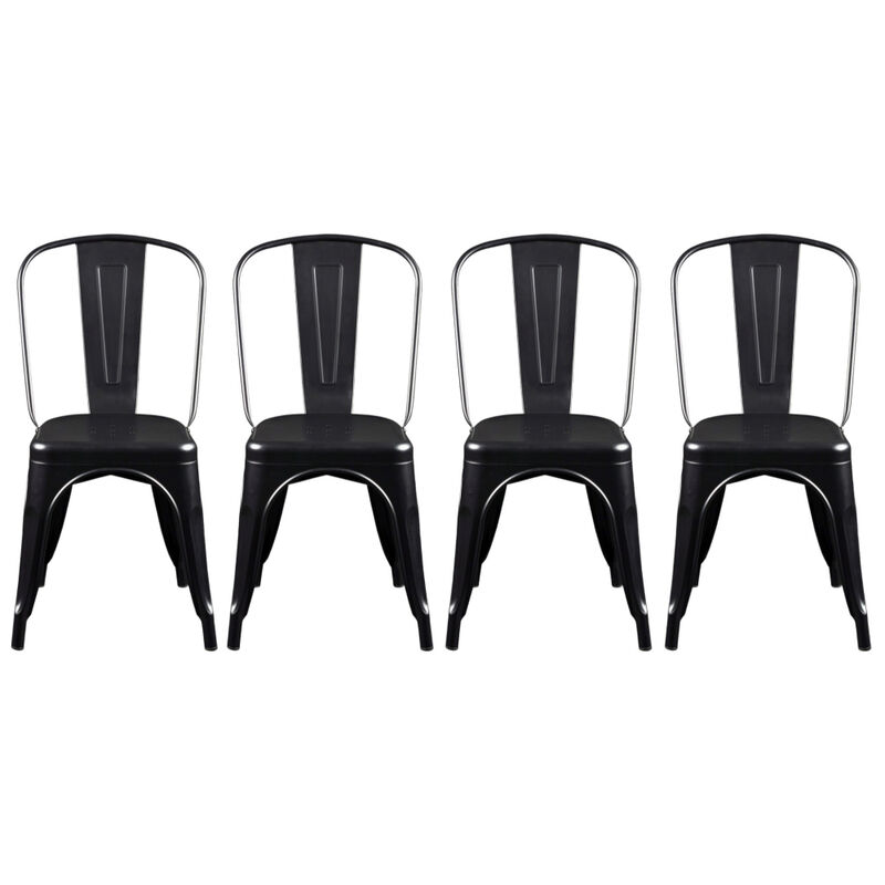 Set of 4 Modern Steel Dining Side Chairs – Durable & Sleek Design