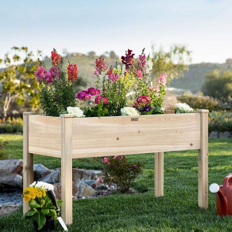 QuikFurn Farmhouse Wood 48x24x30in Raised Garden Bed Elevated Garden Planter Stand image number 2