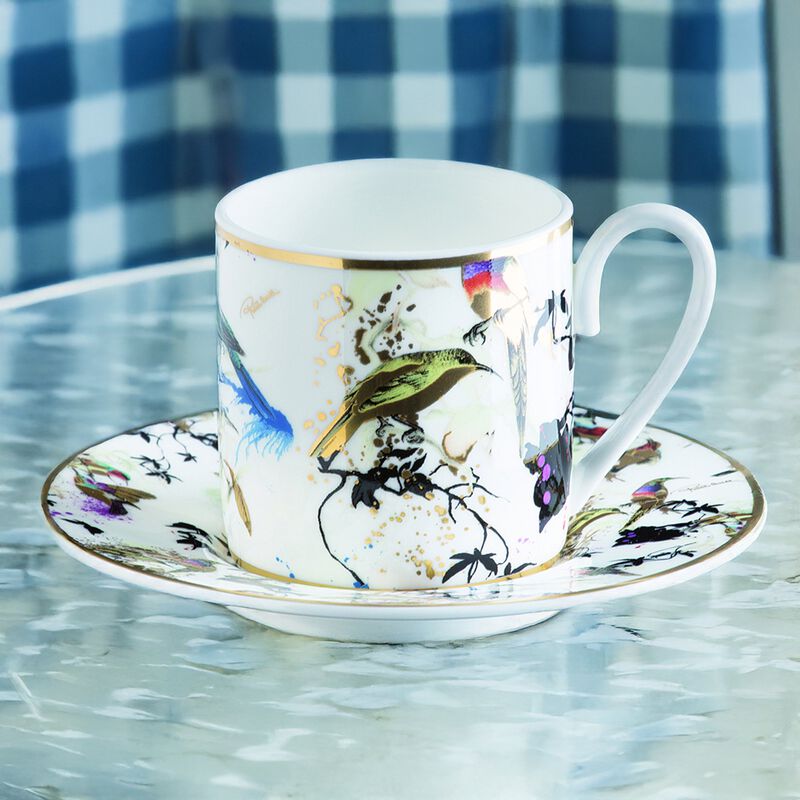 Coffee Cup & Saucer GARDEN'S BIRDS Set of 2 in Luxury Box  diam. 2.3", H 2.5", Cap. 4 oz, Saucer diam. 4.75" image number 2