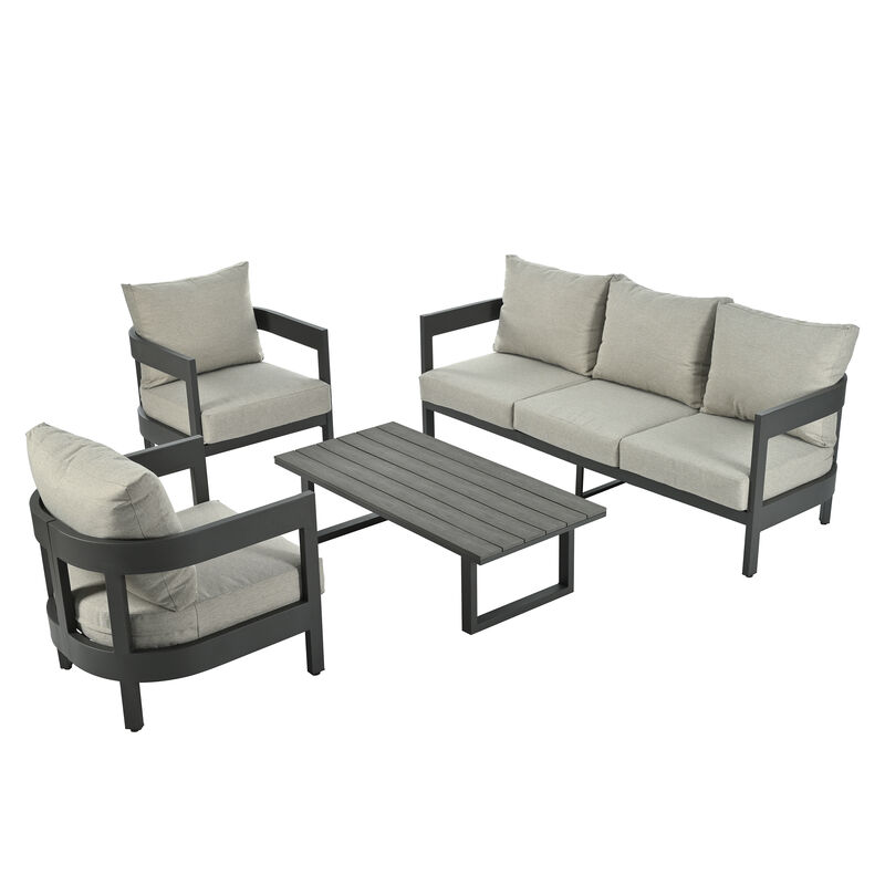 Merax Outdoor Sofa Chairs Coffee Table Seating Set