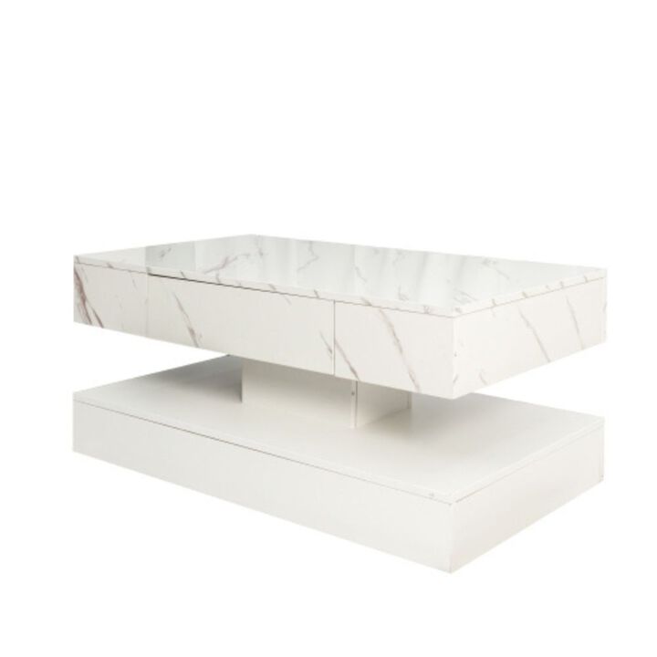 GOODSILO Modern LED Coffee Table with Remote RGB Lighting, Built-in Storage Drawer for Living Room, Bedroom and Office Durable Living Room Furniture