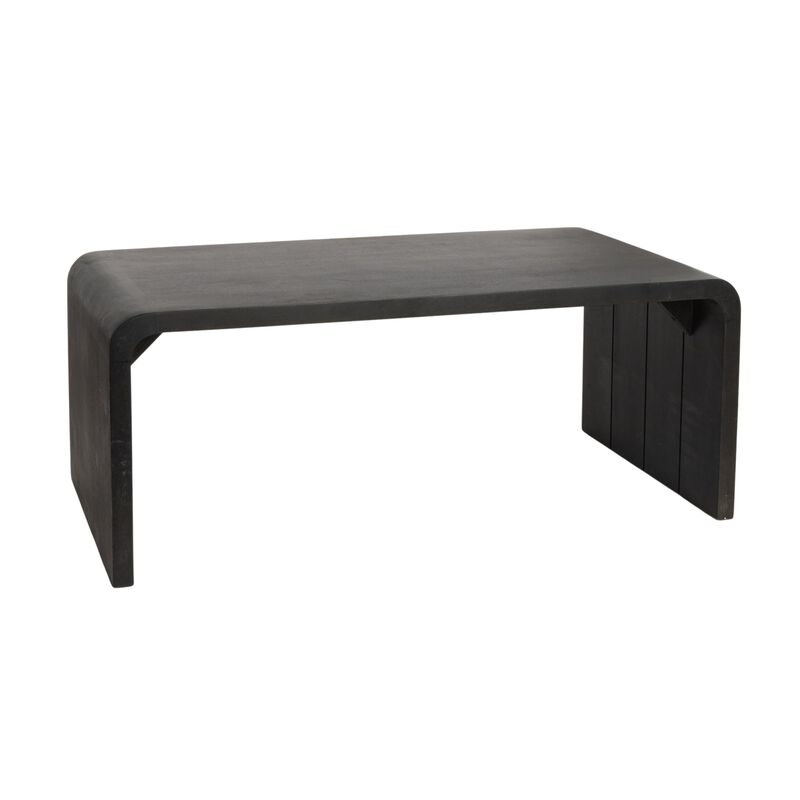 Modern Waterfall Edge Mango Wood Coffee Table, Black image number 0