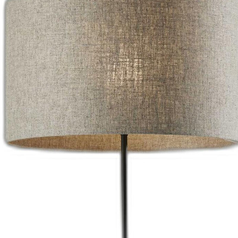 Hivvago 63" Beige And Black Floor Lamp With Beige Fabric Drum Shade
