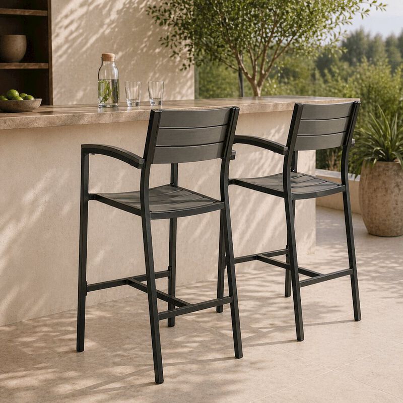 Outdoor Bar Stool Set with Aluminum Finish, Armrest & Backrest Comfort image number 4