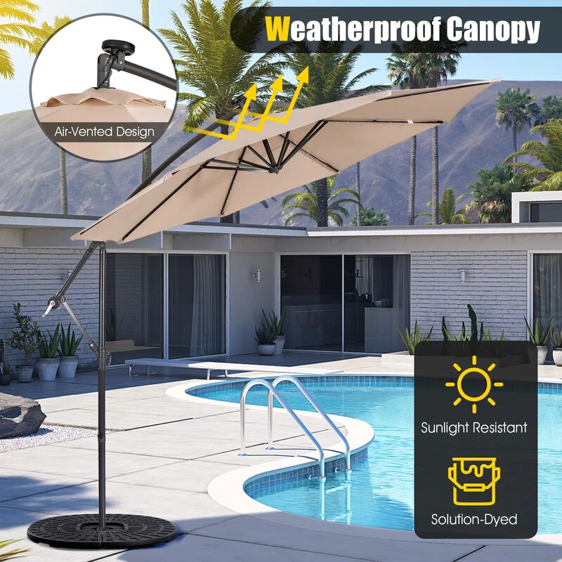 Mondawe 10 Feet Patio Cantilever Umbrella with Tilting System