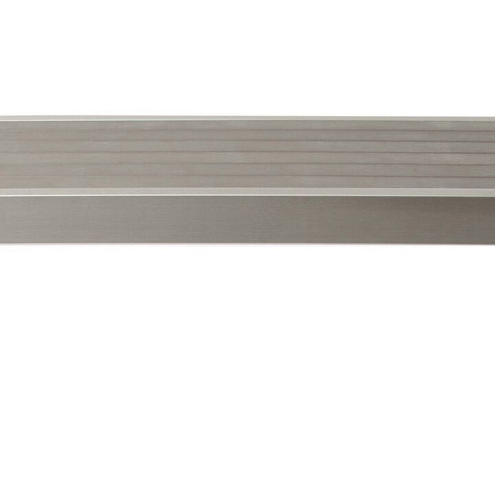 Kylo 59 Inch Outdoor Bar Table, Gray Aluminum Frame, Plank Surface, Large-Benzara