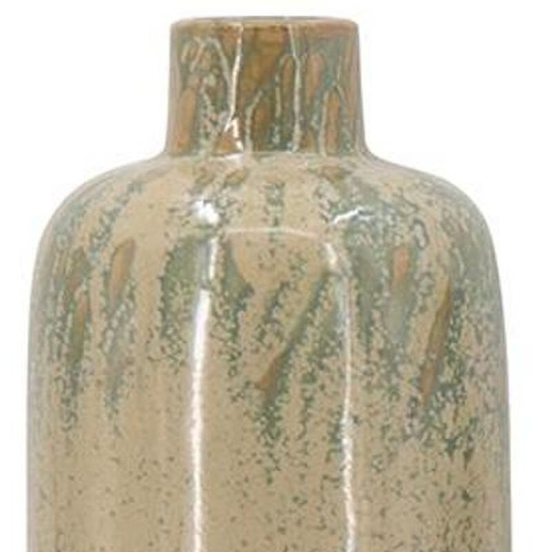 HomeRoots Set of Three Beige Blue And Green Round Ceramic Table Vase image number 3