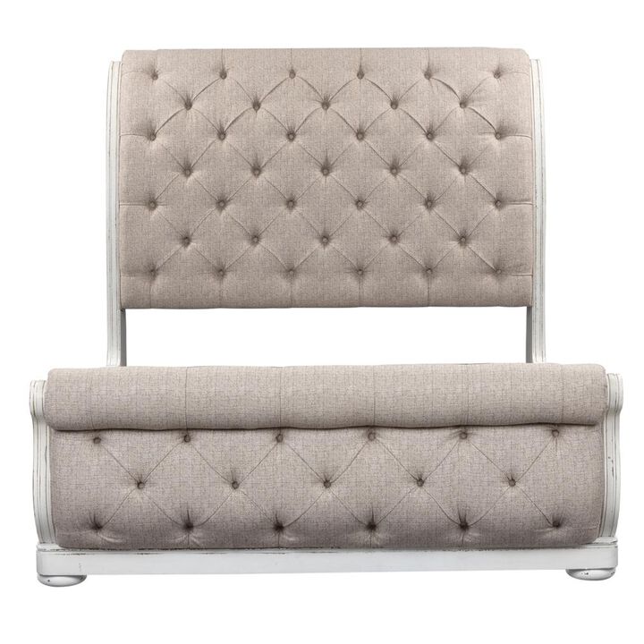 Liberty Furniture Magnolia Manor King Upholstered Sleigh Bed in Antique White