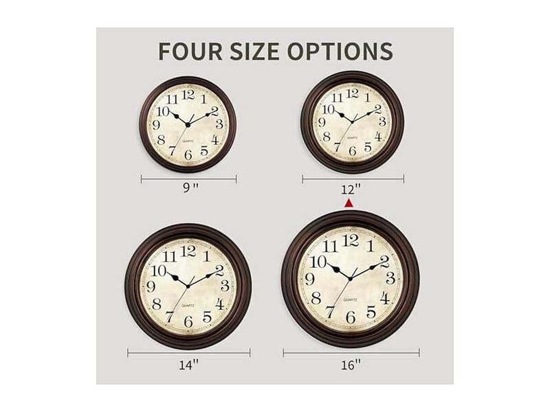 Bedrooms Bronze Wall Clock 12 Inch Silent Non Ticking Battery Operated image number 1