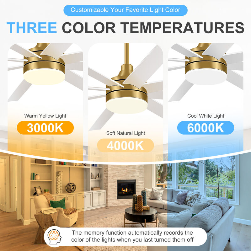 Breezary 65" LED Ceiling Fan with Light, 8 Blade, 6 Speed DC Motor, Remote Control image number 1