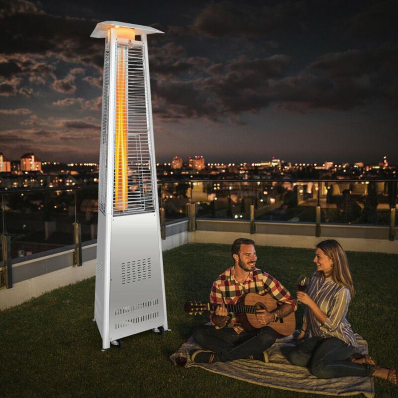 Hivvago 42,000 BTU Stainless Steel Pyramid Patio Heater With Wheels
