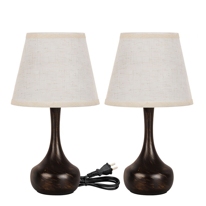 17.3 in. Table Lamp with Gray Linen Shade and Touch Control (Set of 2)