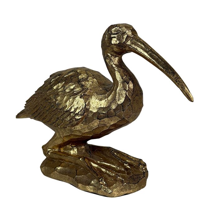 Gold Resin Crane Statue Bird Figurine 975 In Antique Style Table Decor