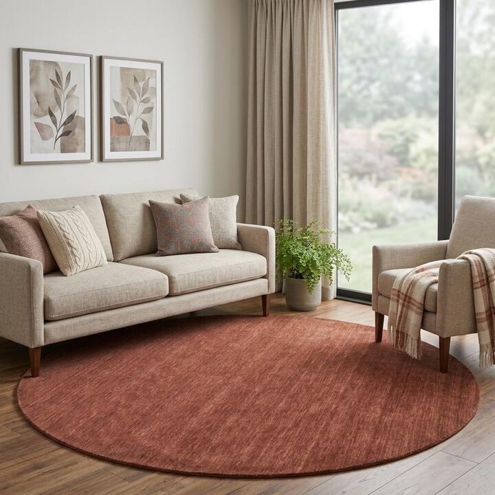HomeRoots Round Wool Hand Woven Area Rug