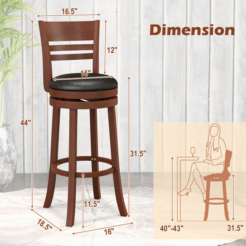Set of 2 360&deg; Bar Stools with PU Upholstered Seats