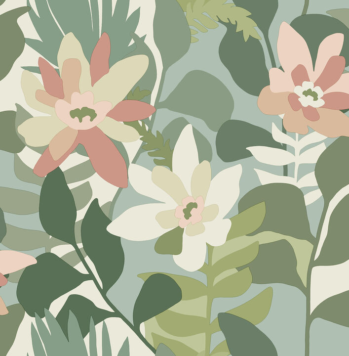 Koko Green Floral Wallpaper (Set of 2)