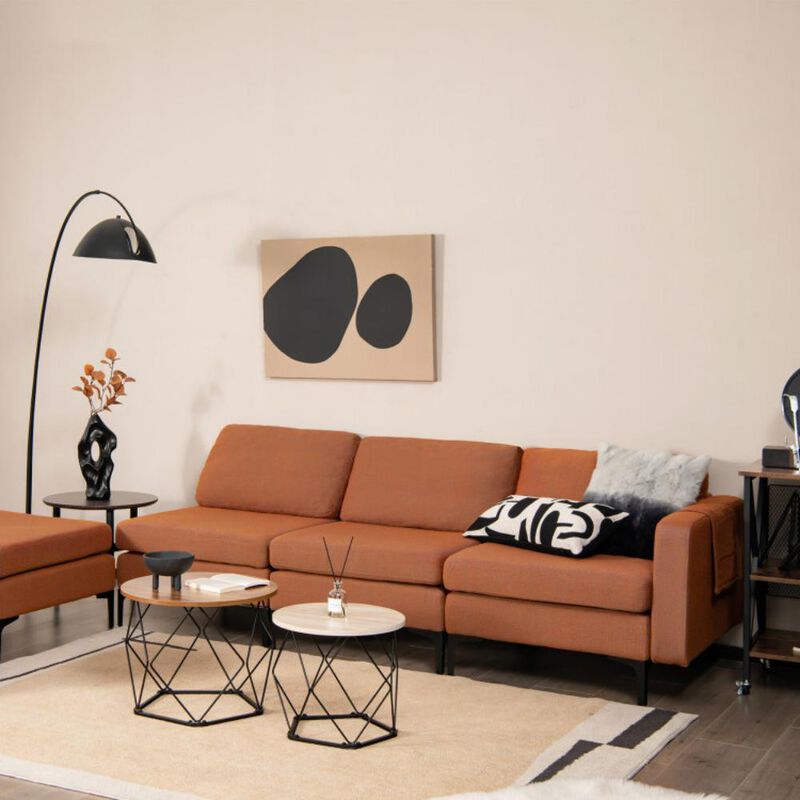 Hivvago Modular L-shaped Sectional Sofa with Reversible Ottoman and 2 USB Ports. image number 3