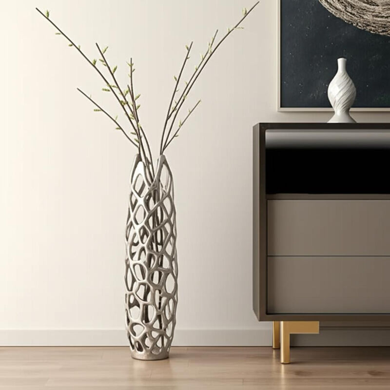 HomeRoots 27" Cylinder Aluminum Floor Vase image number 1