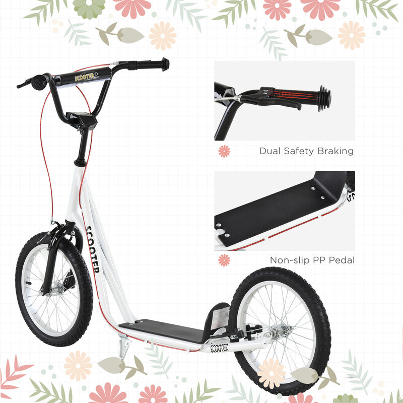 BreeBe Youth Scooter Kick Scooter, Max Load 220 LBS., with Adjustable Handlebar, 16" Inflatable Wheels, Dual Brakes image number 6