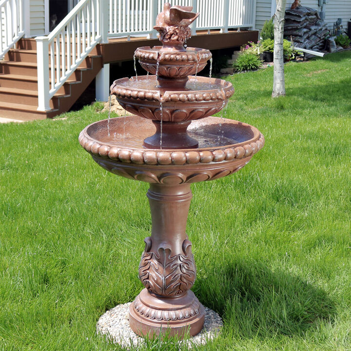 Sunnydaze Dove Pair Resin Outdoor 3-Tier Water Fountain