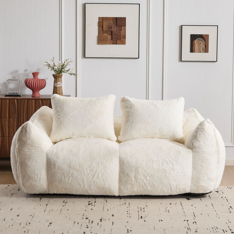 Whisen Giant Bean Bag Couch Ultra Soft Fluffy Loveseat Oversized Chase Lounge Chair with Pillows image number 2