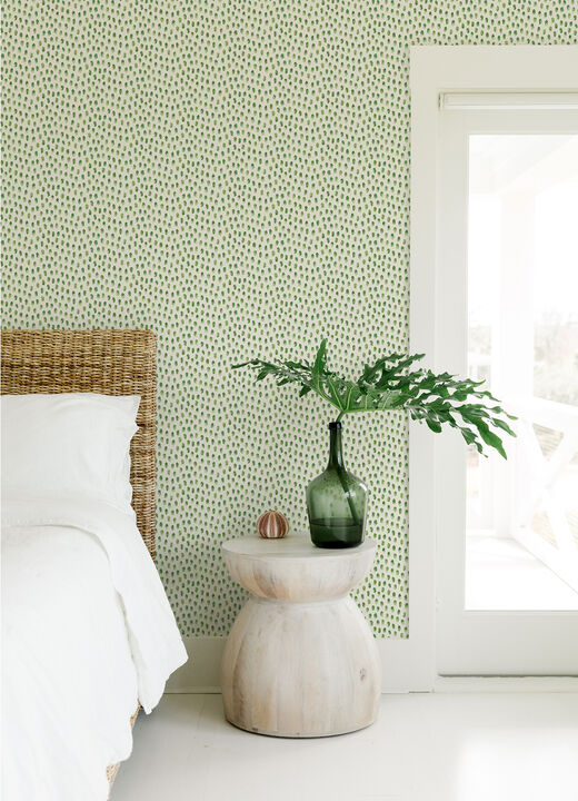 Sand Drips Green Painted Dots Wallpaper