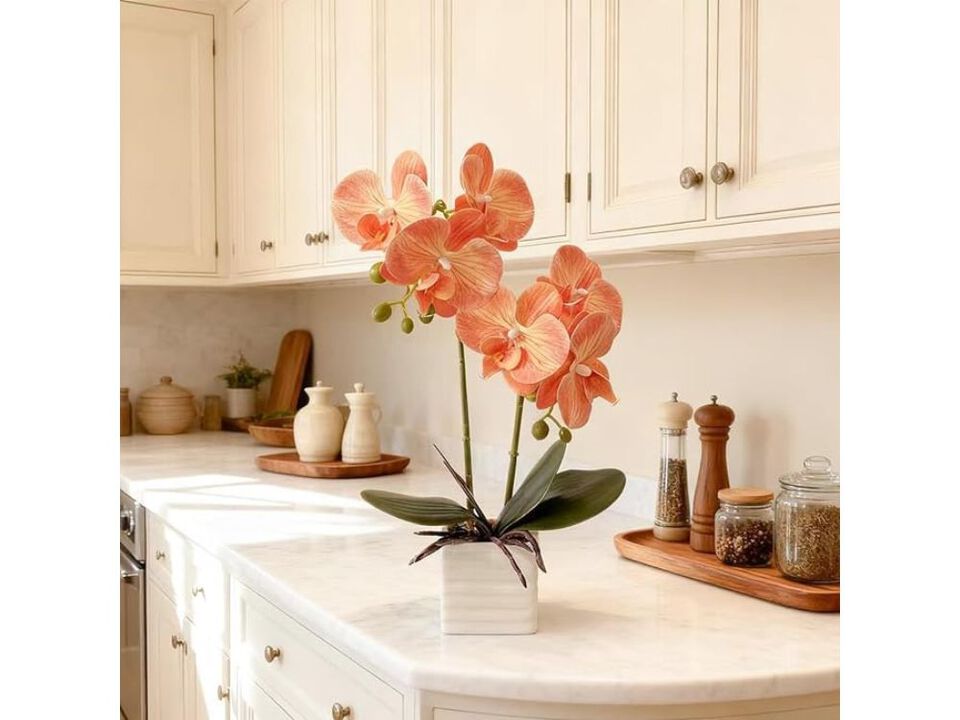 Orange Artificial Orchid Flowers Vase Filler Orchids Home Decor