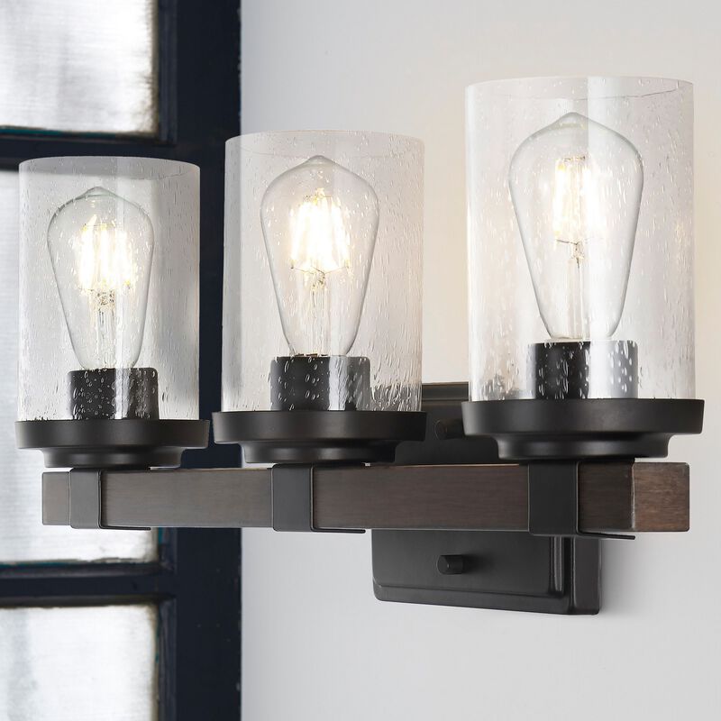 Bungalow Iron/Seeded Glass Rustic Farmhouse LED Vanity Light