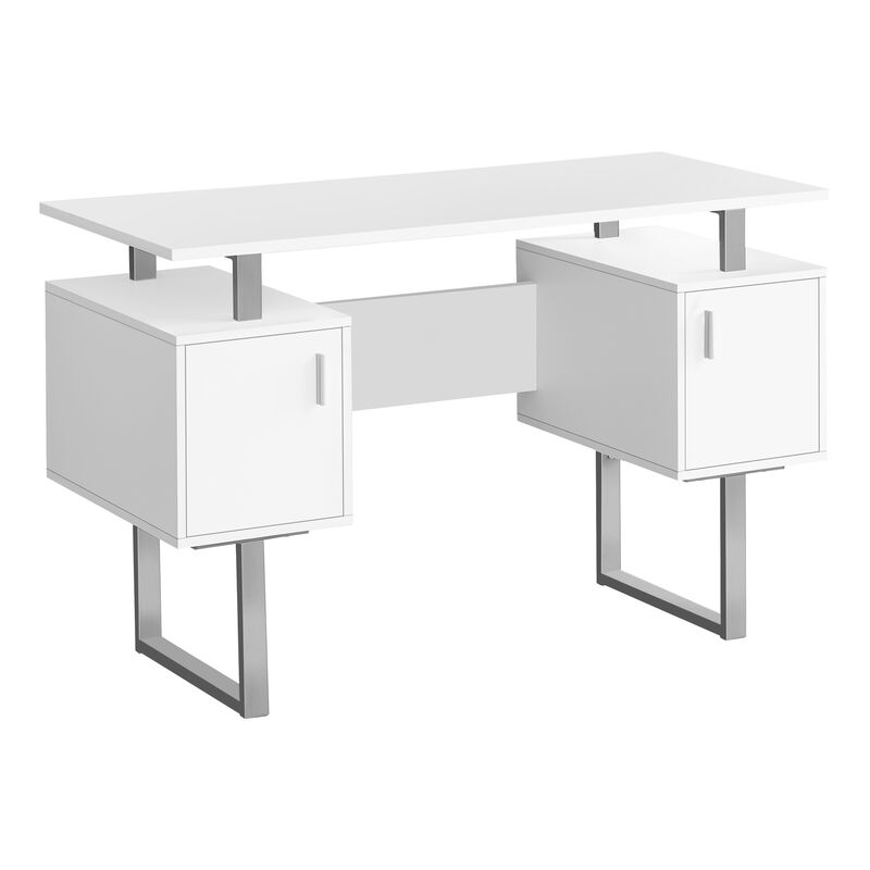 Monarch Specialties I 7605 Computer Desk, Home Office, Laptop, Storage, 48"L, Work, Metal, Laminate, White, Grey, Contemporary, Modern image number 1