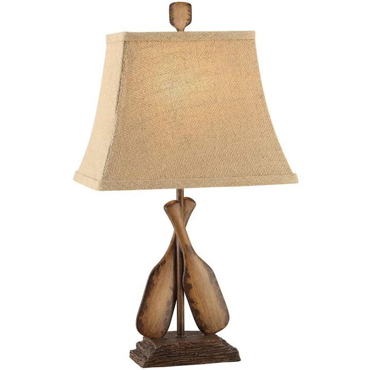 Crestview Collection  21 in. 0.65 x 0.66 x 9 in. Oar Resin Accent Lamp, Old Oar & Burlap Shade