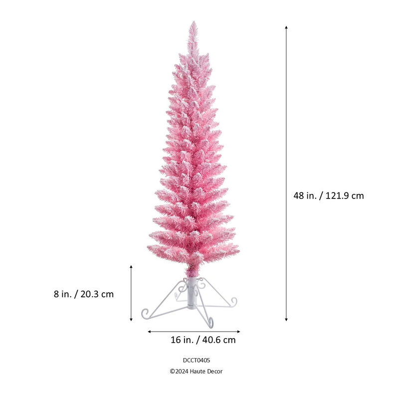 4 Foot Prelit Pink Cotton Candy Flocked Fir Christmas Tree image number 4
