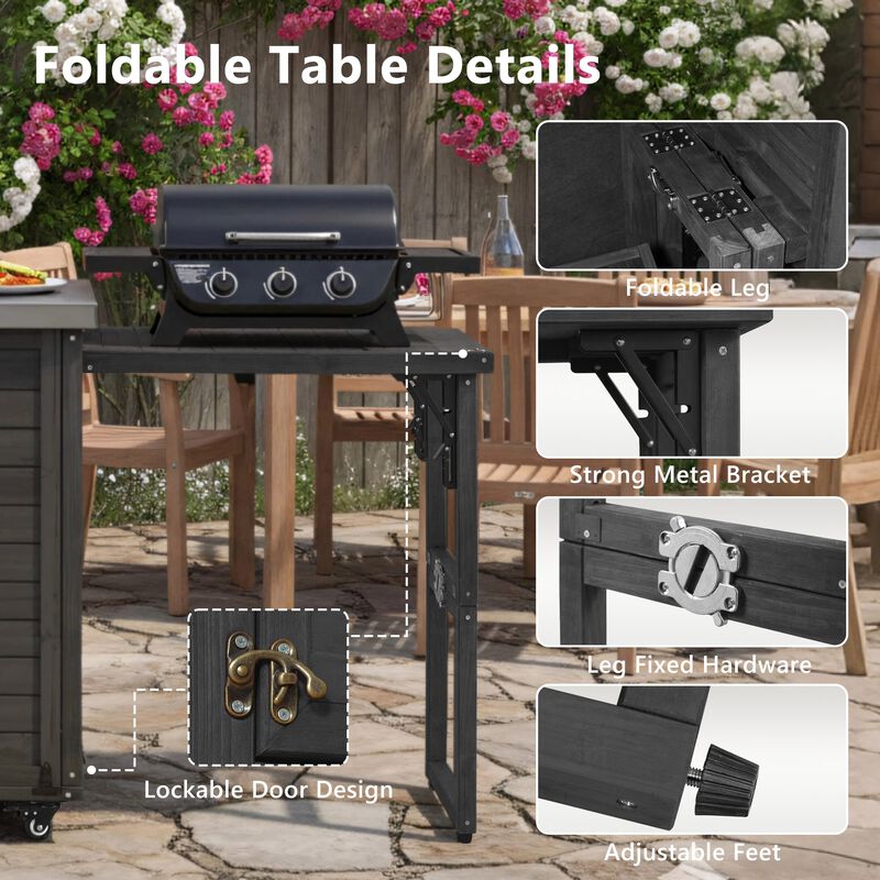 Merax Outdoor Kitchen Island with Foldable Grill Table image number 8