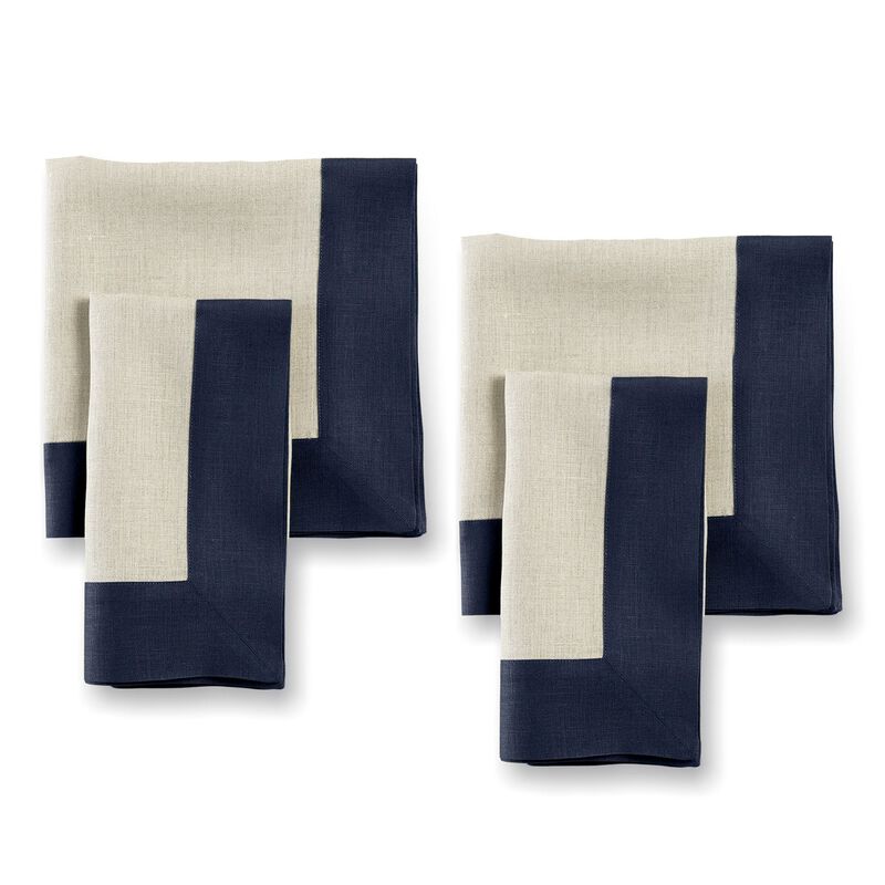 Solino Home Contempo 100% Linen Dinner Napkins &ndash; Set of 4, 20 x 20 in, Machine Washable, Holiday and Everyday Dining