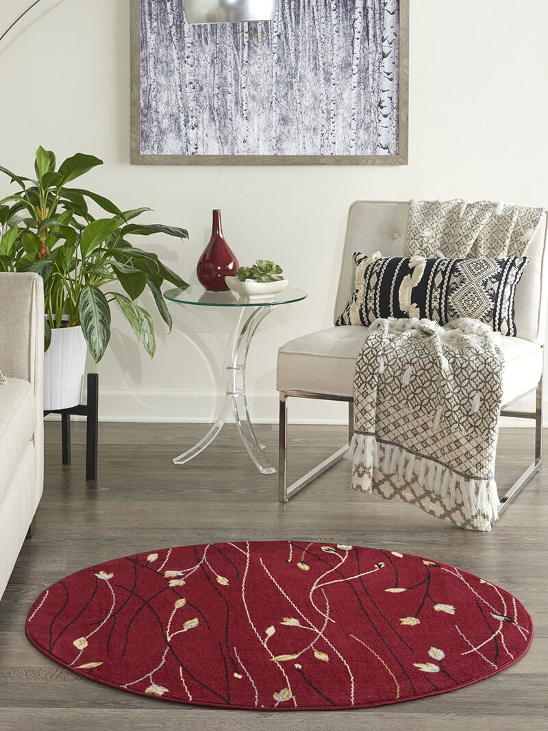 Grafix GRF15 Red 4' x Round Rug