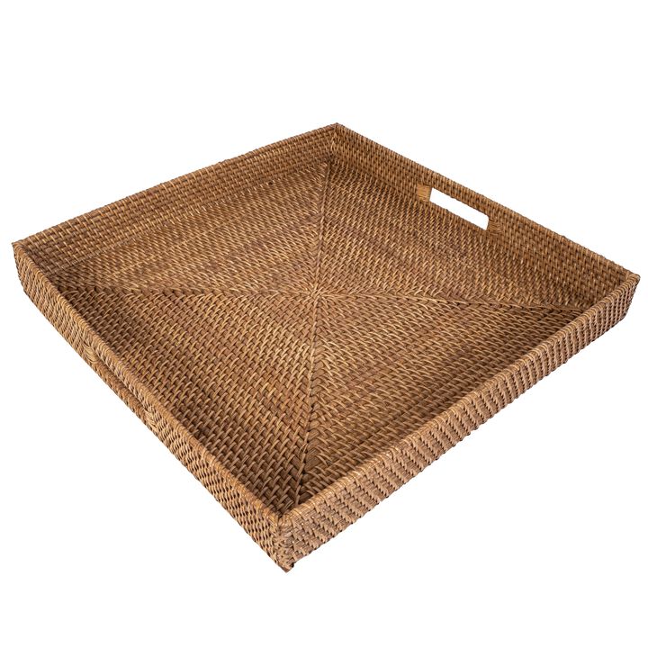 Saboga Home&trade; Square Ottoman Tray with Cutout Handles