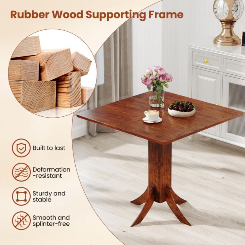 Hivvago Square Dining Table with Pedestal Base and Rubber Wood Frame