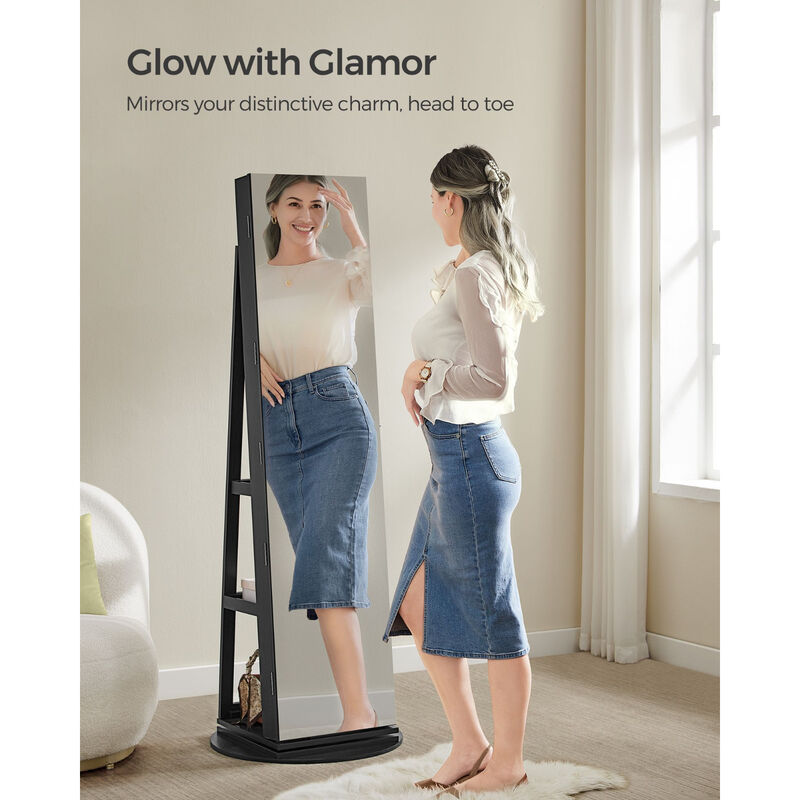 6-LED Lockable Mirror Jewelry Cabinet for Secure and Illuminated Storage