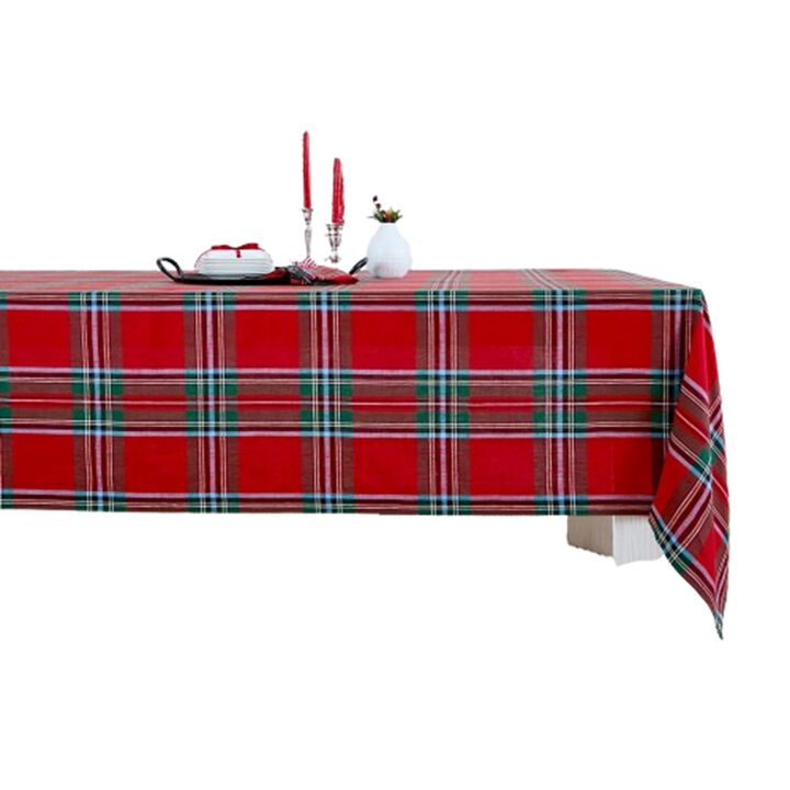 Solino Home 100% Pure Linen Tablecloth - Madras Holiday Plaid
