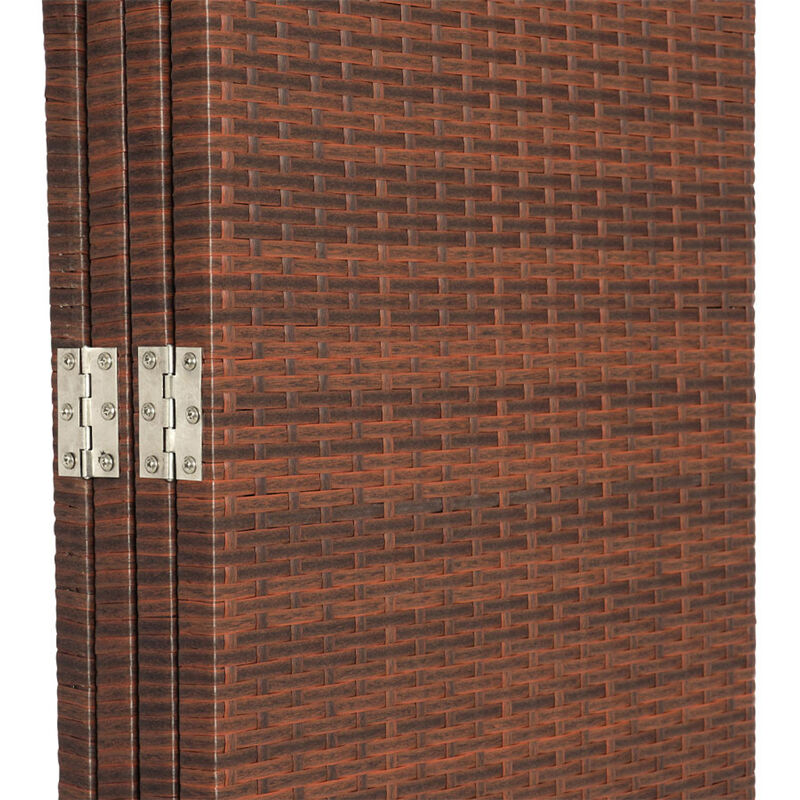 Legacy Decor 3 Panels Patio Outdoor Privacy Screen Room Divider Partition Brown Resin Wicker Weather Resistant