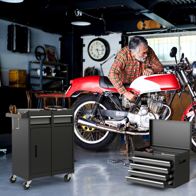 2-in-1 Rolling Tool Chest with 5 Lockable Sliding Drawers, Detachable Metal Tool Cabinet on Wheels image number 2