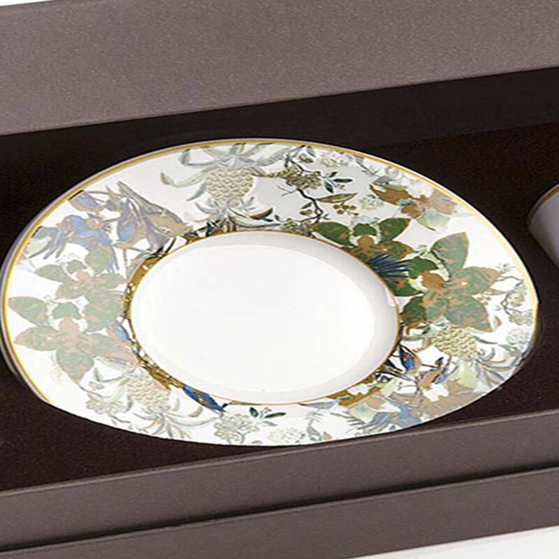 Coffee Cup & Saucer FLOWERS MODEL F-B Set of 2 in Luxury Box  diam. 2.3", H 2.5", Cap. 4 oz, Saucer diam. 4.75" image number 1