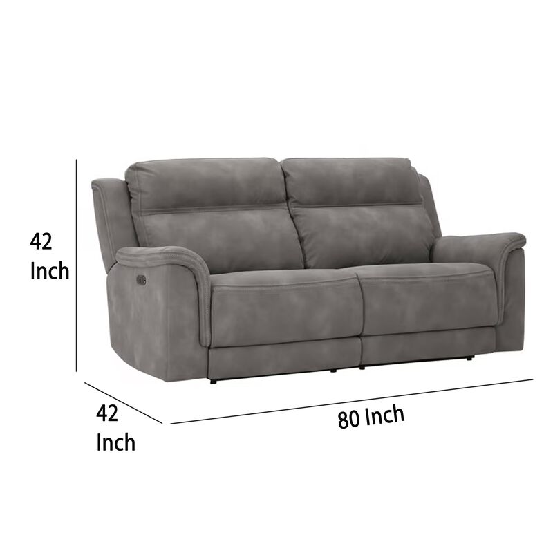 Corbin Power Recliner Sofa, Zero Draw USB, Slate Gray Faux Leather image number 5