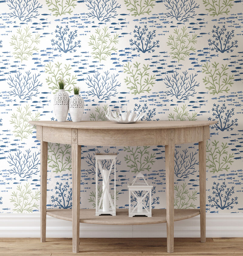 Marine Garden Green & Blue Wallpaper image number 2