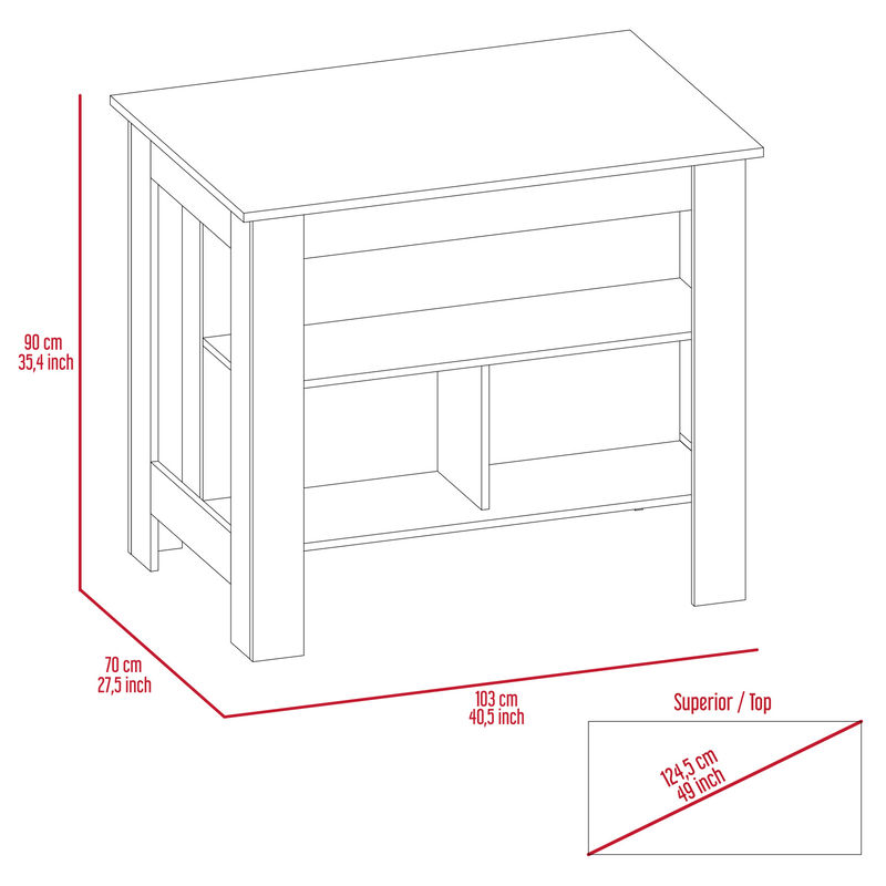 Streamdale Cala Kitchen Island, Four Legs, Three Shelves - White Light Oak image number 7