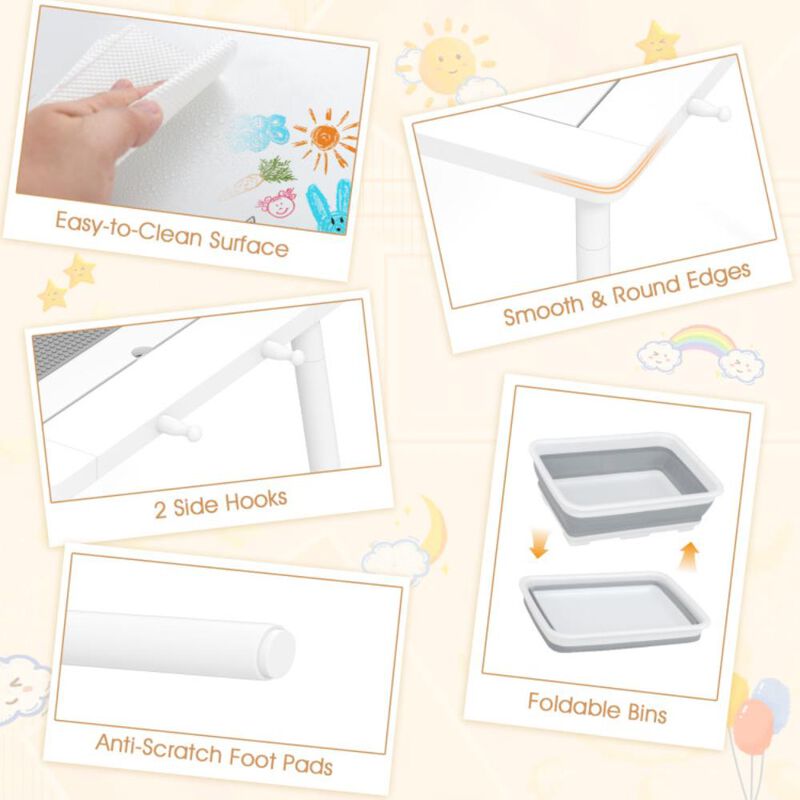 Hivvago Sensory Table and Chair Set for Kids 2-8 with Foldable Bins