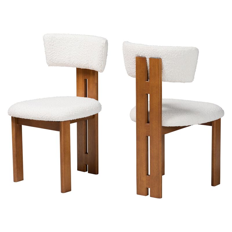 Baxton Studio Kyren Modern Cream Boucle 2 Piece Dining Chair Set
