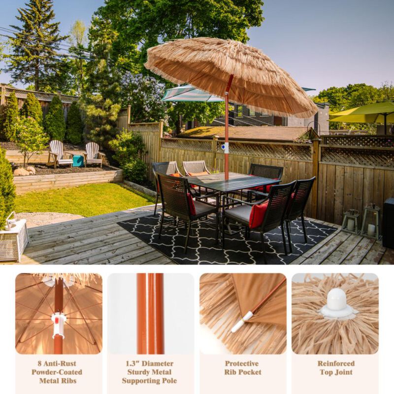 Hivvago 6 Feet Thatched Patio Umbrella with Tilt Design and Carrying Bag