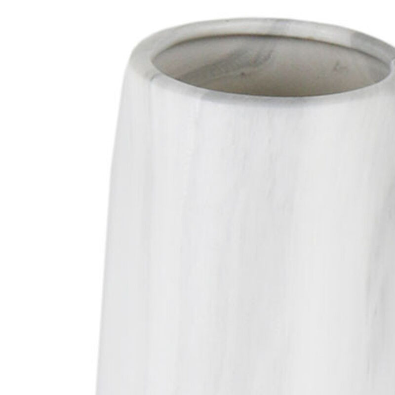 HomeRoots 32" White Faceted Geometric Tapered Ceramic Floor Vase image number 2