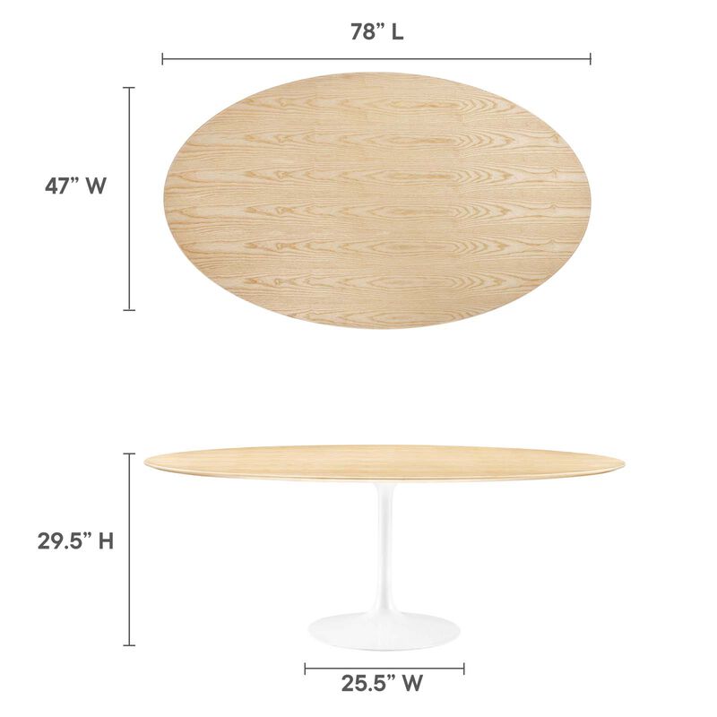 Modway - Lippa 78" Oval Wood Grain Dining Table White Natural